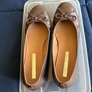 Audrey Brooke Brown Flats with Bow Detail